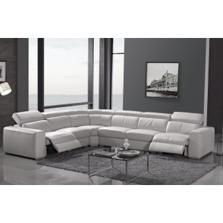 - Canapé d'angle double relax électrique en cuir de buffle italien de luxe 7/8 places BESTRELAX, blanc uni, angle gauche, TABLE
