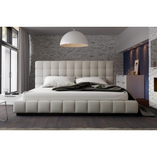 Lit design en cuir italien de luxe SILVER, gris clair, 180x200