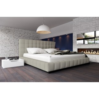 Lit design en cuir italien de luxe SILVER, gris clair, 180x200