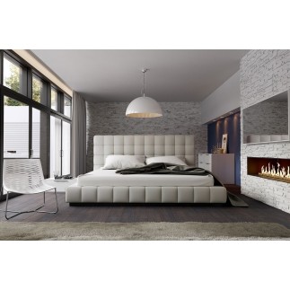 Lit design en cuir italien de luxe SILVER, gris clair, 180x200