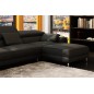 Canapé d'angle en cuir luxe italien 5 places, SUEDE, noir, angle droit (vu de face) Canapé d'angle en cuir luxe italien 5 places, SUEDE, noir, angle droit (vu de face)
