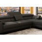Canapé d'angle en cuir luxe italien 5 places, SUEDE, noir, angle droit (vu de face) Canapé d'angle en cuir luxe italien 5 places, SUEDE, noir, angle droit (vu de face)