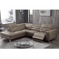 Canapé d'angle avec un relax électrique en cuir de buffle italien de luxe 6 places REVOLAX moka, angle gauche Canapé d'angle avec un relax électrique en cuir de buffle italien de luxe 6 places REVOLAX moka, angle gauche