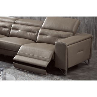Canapé d'angle avec un relax électrique en cuir de buffle italien de luxe 6 places REVOLAX moka, angle gauche