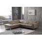Canapé d'angle avec un relax électrique en cuir de buffle italien de luxe 6 places REVOLAX moka, angle gauche Canapé d'angle avec un relax électrique en cuir de buffle italien de luxe 6 places REVOLAX moka, angle gauche
