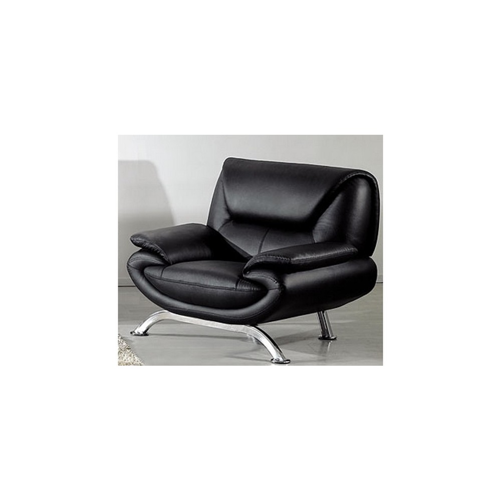 Fauteuil 1 place en cuir italien JONAH, noir Fauteuil 1 place en cuir italien JONAH, noir