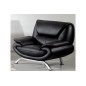 Fauteuil 1 place en cuir italien JONAH, noir Fauteuil 1 place en cuir italien JONAH, noir