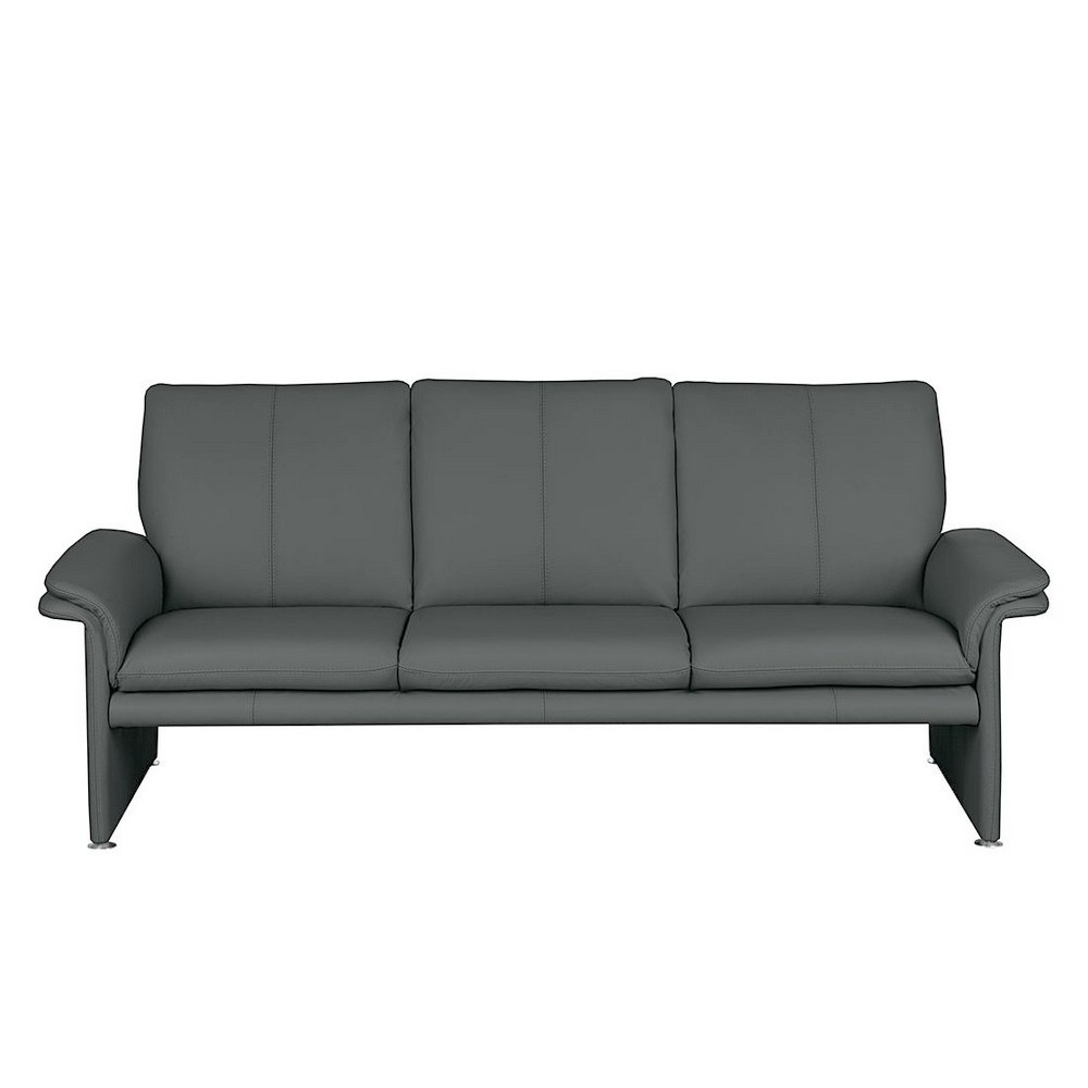 Canapé 3 places en 100% tout cuir italien vachette COMO, gris foncé Canapé 3 places en 100% tout cuir italien vachette COMO, gris foncé