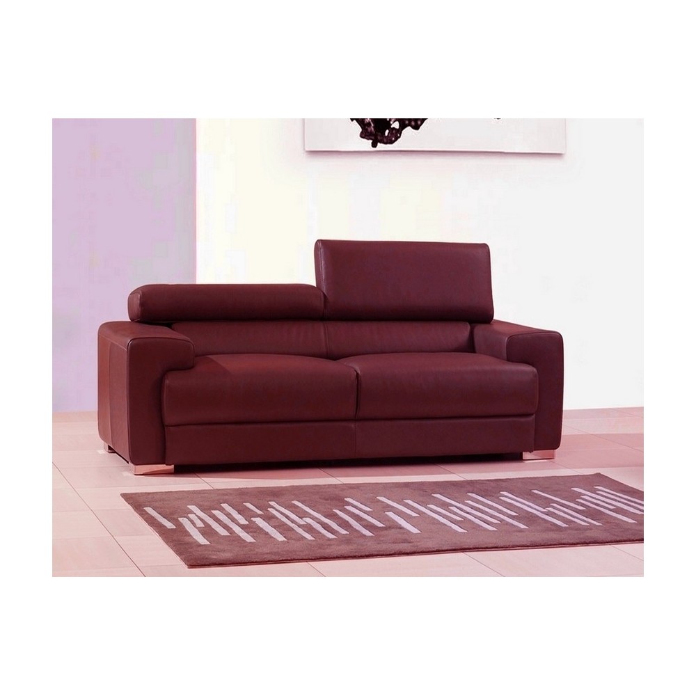 Canapé 2 places en cuir italien VIVALDI, bordeaux Canapé 2 places en cuir italien VIVALDI, bordeaux