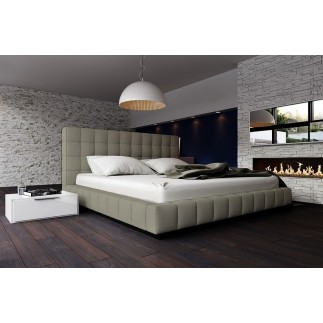 Lit design en cuir italien de luxe SILVER, gris clair, 180x200