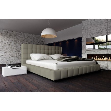 Lit design en cuir italien de luxe SILVER, gris clair, 180x200