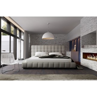 Lit design en cuir italien de luxe SILVER, gris clair, 180x200
