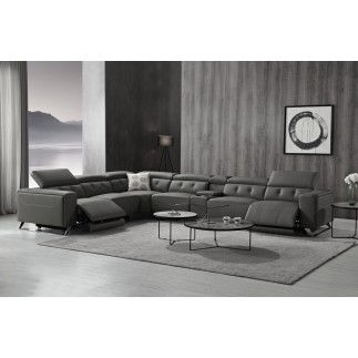 2eme paiement de la commande: Canapé d'angle avec 2 relax électriques en cuir de buffle italien de luxe, 8 places monaco, table