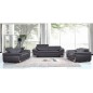 Ensemble Canapé 3 places et 2 places et fauteuil 1 place en cuir italien buffle ITALINA, noir avec surpiqure blanche Ensemble Canapé 3 places et 2 places et fauteuil 1 place en cuir italien buffle ITALINA, noir avec surpiqure blanche