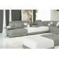 Canapé d'angle en cuir italien 7/8 places ELIXIR, gris clair et blanc, angle droit (vu de face), 1 pouf inclus, table offerte Canapé d'angle en cuir italien 7/8 places ELIXIR, gris clair et blanc, angle droit (vu de face), 1 pouf inclus, table offerte