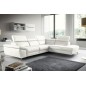 Canapé d'angle en 100% tout cuir épais de luxe italien, 5/6 places KASINI, blanc cassé, angle droit