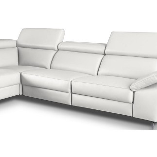 - Canapé d'angle en 100% tout cuir épais de luxe italien, 5/6 places KASINI, blanc cassé, angle gauche