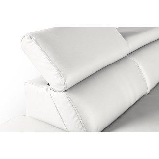 - Canapé d'angle en 100% tout cuir épais de luxe italien, 5/6 places KASINI, blanc cassé, angle gauche