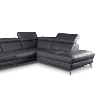 Canapé d'angle en 100% tout cuir épais de luxe italien, 5/6 places KASINI, anthracite, angle droit