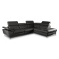 Canapé d'angle en 100% tout cuir épais de luxe italien, 5/6 places KASINI, noir, angle droit Canapé d'angle en 100% tout cuir épais de luxe italien, 5/6 places KASINI, noir, angle droit