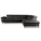 Canapé d'angle en 100% tout cuir épais de luxe italien, 5/6 places KASINI, noir, angle droit Canapé d'angle en 100% tout cuir épais de luxe italien, 5/6 places KASINI, noir, angle droit