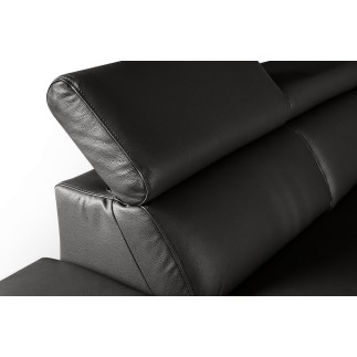 Canapé d'angle en 100% tout cuir épais de luxe italien, 5/6 places KASINI, noir, angle gauche