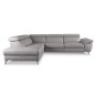 Canapé d'angle en 100% tout cuir épais de luxe italien, 5/6 places KASINI, gris, angle gauche