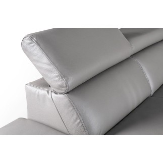 Canapé d'angle en 100% tout cuir épais de luxe italien, 5/6 places KASINI, gris, angle gauche
