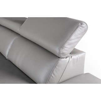 Canapé d'angle en 100% tout cuir épais de luxe italien, 5/6 places KASINI, gris, angle droit