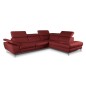 Canapé d'angle en 100% tout cuir épais de luxe italien, 5/6 places KASINI, rouge bordeaux, angle droit Canapé d'angle en 100% tout cuir épais de luxe italien, 5/6 places KASINI, rouge bordeaux, angle droit