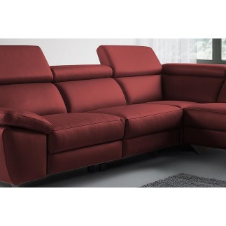 Canapé d'angle en 100% tout cuir épais de luxe italien, 5/6 places KASINI, rouge bordeaux, angle droit