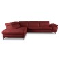 Canapé d'angle en 100% tout cuir épais de luxe italien, 5/6 places KASINI, rouge bordeaux, angle gauche Canapé d'angle en 100% tout cuir épais de luxe italien, 5/6 places KASINI, rouge bordeaux, angle gauche