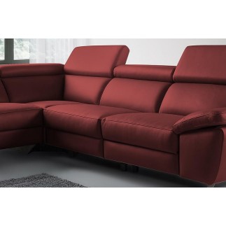 Canapé d'angle en 100% tout cuir épais de luxe italien, 5/6 places KASINI, rouge bordeaux, angle gauche
