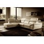 Canapé d'angle en 100% tout cuir épais de luxe italien, 5/6 places KASINI, beige, angle gauche