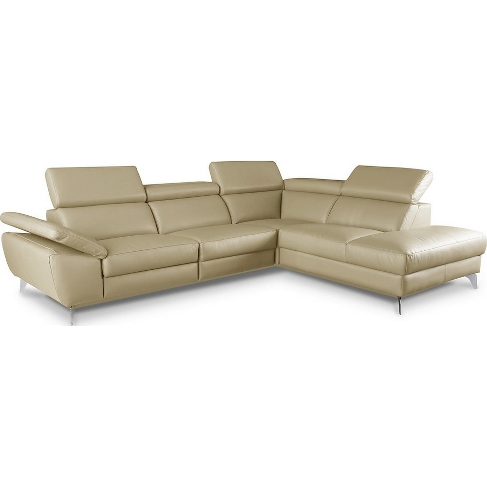 Canapé d'angle en 100% tout cuir épais de luxe italien, 5/6 places KASINI, beige, angle droit Canapé d'angle en 100% tout cuir épais de luxe italien, 5/6 places KASINI, beige, angle droit
