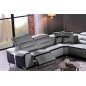 Canapé d'angle relax électrique en cuir buffle italien de luxe: COMBIRELAX, gris clair et noir, angle gauche, TABLE OFFERTE, 7/8 Canapé d'angle relax électrique en cuir buffle italien de luxe: COMBIRELAX, gris clair et noir, angle gauche, TABLE OFFERTE, 7/8