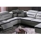 Canapé d'angle relax électrique en cuir buffle italien de luxe: COMBIRELAX, gris clair et noir, angle gauche, TABLE OFFERTE, 7/8 Canapé d'angle relax électrique en cuir buffle italien de luxe: COMBIRELAX, gris clair et noir, angle gauche, TABLE OFFERTE, 7/8