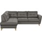 - Canapé d'angle convertible en cuir italien de luxe 5 places NORIA avec coffre, gris foncé, angle gauche - Canapé d'angle convertible en cuir italien de luxe 5 places NORIA avec coffre, gris foncé, angle gauche