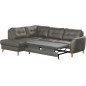 - Canapé d'angle convertible en cuir italien de luxe 5 places NORIA avec coffre, gris foncé, angle gauche - Canapé d'angle convertible en cuir italien de luxe 5 places NORIA avec coffre, gris foncé, angle gauche