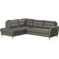 - Canapé d'angle convertible en cuir italien de luxe 5 places NORIA avec coffre, gris foncé, angle gauche - Canapé d'angle convertible en cuir italien de luxe 5 places NORIA avec coffre, gris foncé, angle gauche