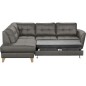 - Canapé d'angle convertible en cuir italien de luxe 5 places NORIA avec coffre, gris foncé, angle gauche - Canapé d'angle convertible en cuir italien de luxe 5 places NORIA avec coffre, gris foncé, angle gauche