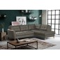 Canapé d'angle convertible en cuir italien de luxe 5 places NORIA avec coffre, gris foncé, angle droit Canapé d'angle convertible en cuir italien de luxe 5 places NORIA avec coffre, gris foncé, angle droit