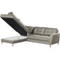 Canapé d'angle convertible en cuir italien de luxe 5 places NORIA avec coffre, gris clair, angle gauche Canapé d'angle convertible en cuir italien de luxe 5 places NORIA avec coffre, gris clair, angle gauche