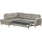 Canapé d'angle convertible en cuir italien de luxe 5 places NORIA avec coffre, gris clair, angle gauche Canapé d'angle convertible en cuir italien de luxe 5 places NORIA avec coffre, gris clair, angle gauche