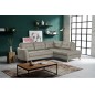 Canapé d'angle convertible en cuir italien de luxe 5 places NORIA avec coffre, gris clair, angle droit Canapé d'angle convertible en cuir italien de luxe 5 places NORIA avec coffre, gris clair, angle droit