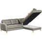 Canapé d'angle convertible en cuir italien de luxe 5 places NORIA avec coffre, gris clair, angle droit Canapé d'angle convertible en cuir italien de luxe 5 places NORIA avec coffre, gris clair, angle droit
