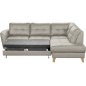 Canapé d'angle convertible en cuir italien de luxe 5 places NORIA avec coffre, gris clair, angle droit Canapé d'angle convertible en cuir italien de luxe 5 places NORIA avec coffre, gris clair, angle droit