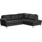 Canapé d'angle convertible en cuir italien de luxe 5 places NORIA avec coffre, noir, angle droit Canapé d'angle convertible en cuir italien de luxe 5 places NORIA avec coffre, noir, angle droit