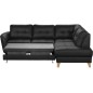 Canapé d'angle convertible en cuir italien de luxe 5 places NORIA avec coffre, noir, angle droit Canapé d'angle convertible en cuir italien de luxe 5 places NORIA avec coffre, noir, angle droit