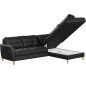Canapé d'angle convertible en cuir italien de luxe 5 places NORIA avec coffre, noir, angle droit Canapé d'angle convertible en cuir italien de luxe 5 places NORIA avec coffre, noir, angle droit